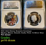 NGC NGC 2015 Disney Season's Greetings Mickey, Minne. Donald, Goofy. Pluto  $1 Silver Niue Proof pr7
