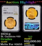 *Highlight* NGC 1924-p Gold St. Gaudens Double Eagle $20 ms66 NGC (fc)