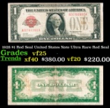 1928 $1 Red Seal United States Note Ultra Rare Red Seal Grades vf+