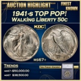 *Highlight* 1941-s Walking Liberty Half Dollar TOP POP! 50c ms67+ SEGS (fc)