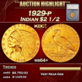 *Highlight* 1929-p Gold Indian Quarter Eagle $2 1/2 ms64+ SEGS (fc)