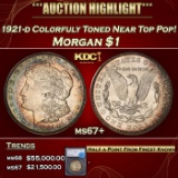 *Highlight* 1921-d Morgan Dollar Colorfuly Toned Near Top Pop! $1 ms67+ SEGS (fc)