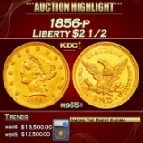 *Highlight* 1856-p Gold Liberty Quarter Eagle $2 1/2 ms65+ SEGS (fc)