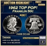 *Highlight* 1962 Proof Franklin Half Dollar TOP POP! 50c pr69 DCAM SEGS (fc)