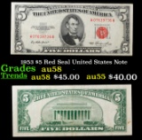 1953 $5 Red Seal United States Note Grades Choice AU/BU Slider