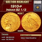 *Highlight* 1910-p Gold Indian Quarter Eagle $2 1/2 ms65 SEGS (fc)