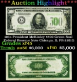 *Highlight* 1934 President McKinley $500 Green Seal Federal Reserve Note Chicago, IL Grades xf+ FR-2