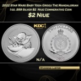 2022 Star Wars Baby Yoda Grogu The Mandalorian 1oz .999 Silver $2  Niue Commerative Coin Grades Ungr
