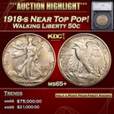 *Highlight* 1918-s Walking Liberty Half Dollar Near Top Pop! 50c ms65+ SEGS (fc)