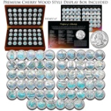 Complete HOLOGRAM America the Beautiful Parks 2010-2021 Quarter 56-Coin in Cherry Wood Box