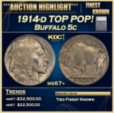 *Highlight* 1914-d Buffalo Nickel TOP POP! 5c ms67+ SEGS (fc)