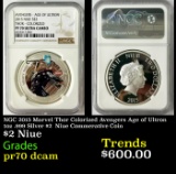 NGC NGC 2015 Marvel Thor Colorized Avengers Age of Uitron 1oz .999 Silver $2  Niue Commerative Coin