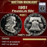 *Highlight* 1951 Proof Franklin Half Dollar 50c pr67+ cam SEGS (fc)