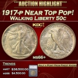 *Highlight* 1917-p Walking Liberty Half Dollar Near Top Pop! 50c ms66+ SEGS (fc)