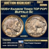 *Highlight* 1935-p Buffalo Nickel Rainbow Toned TOP POP! 5c ms68+ SEGS (fc)