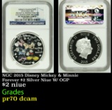NGC NGC 2015 Disney Mickey & Minnie Forever $2 Silver Niue W/ OGP Proof pr70 dcam NGC