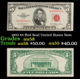 1953 $5 Red Seal United States Note Grades Choice AU/BU Slider