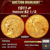 *Highlight* 1911-p Gold Indian Quarter Eagle $2 1/2 ms64+ SEGS (fc)