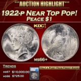 *Highlight* 1922-p Peace Dollar Near Top Pop! $1 ms66+ SEGS (fc)