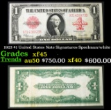 1923 $1 United States Note Grades xf+ Signatures Speelman/white