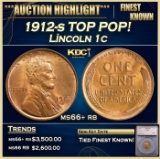 *Highlight* 1912-s Lincoln Cent TOP POP! 1c ms66+ rb SEGS (fc)