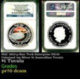 NGC NGC 2015-p Star Trek Enterprise NX-01 Colorized 1oz Silver $1 Australlian Tuvalu Proof pr70 dcam