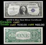 1957B $1 Blue Seal Silver Certificate Grades Gem++ CU