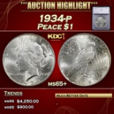 *Highlight* 1934-p Peace Dollar $1 ms65+ SEGS (fc)