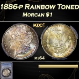 PCGS 1886-p Morgan Dollar Rainbow Toned $1 ms64 PCGS