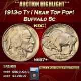 *Highlight* 1913-d Ty I Buffalo Nickel Near Top Pop! 5c ms67+ SEGS (fc)