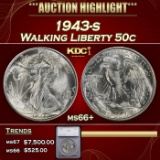 *Highlight* 1943-s Walking Liberty Half Dollar 50c ms66+ SEGS (fc)