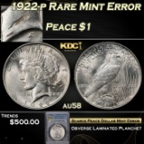 PCGS 1922-p Peace Dollar Rare Mint Error $1 au58 PCGS