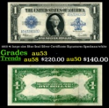 1923 $1 large size Blue Seal Silver Certificate Grades Select AU Signatures Speelman/white