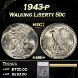 1943-p Walking Liberty Half Dollar 50c ms66+ SEGS
