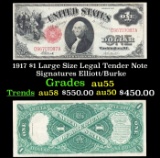 1917 $1 Large Size Legal Tender Note Grades Choice AU Signatures Elliott/Burke
