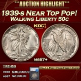 *Highlight* 1939-s Walking Liberty Half Dollar Near Top Pop! 50c ms67+ SEGS (fc)