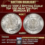 *Highlight* 1891-cc VAM 3 Spitting Eagle Top 100 Morgan Dollar Near Top Pop! $1 ms66+ SEGS (fc)