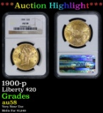 *Highlight* NGC 1900-p Gold Liberty Double Eagle $20 au58 NGC (fc)