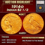 *Highlight* 1914-d Gold Indian Quarter Eagle $2 1/2 ms65+ SEGS (fc)