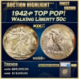 *Highlight* 1942-p Walking Liberty Half Dollar TOP POP! 50c ms68+ SEGS (fc)