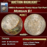 *Highlight* 1880-s Morgan Dollar Rainbow Toned Near Top Pop! $1 ms68+ SEGS (fc)