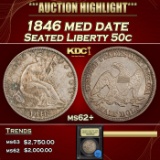 *Highlight* 1846 med date Seated Half Dollar 50c Select Unc USCG (fc)