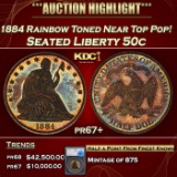 *Highlight* 1884 Proof Seated Half Dollar Rainbow Toned Near Top Pop! 50c pr67+ SEGS (fc)