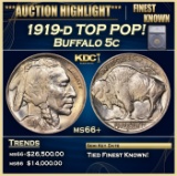 *Highlight* 1919-d Buffalo Nickel TOP POP! 5c ms66+ SEGS (fc)