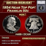 *Highlight* 1954 Proof Franklin Half Dollar Near Top Pop! 50c pr68+ DCAM SEGS (fc)