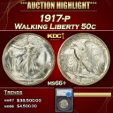 *Highlight* 1917-p Walking Liberty Half Dollar 50c ms66+ SEGS (fc)
