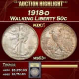 *Highlight* 1918-d Walking Liberty Half Dollar 50c Select+ Unc USCG (fc)