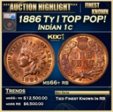 *Highlight* 1886 Ty I Indian Cent TOP POP! 1c ms66+ rb SEGS (fc)
