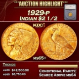 *Highlight* 1929-p Gold Indian Quarter Eagle $2 1/2 ms65+ SEGS (fc)