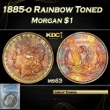 PCGS 1885-o Morgan Dollar Rainbow Toned $1 ms63 PCGS
